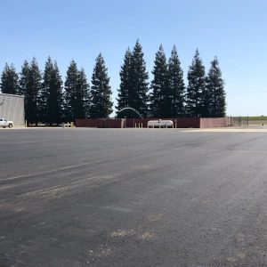 New asphalt parking lot installed
