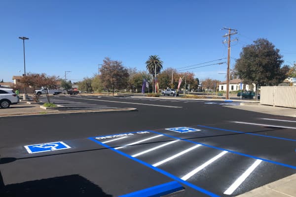 parking lot with new striping
