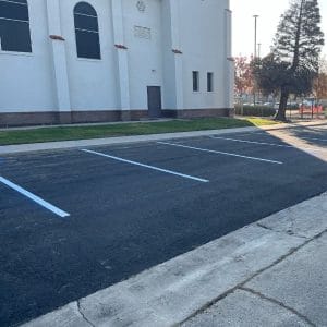 Parking lot that was recently striped
