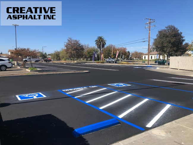 The parking lot has been enhanced with the addition of sealcoating and striping.