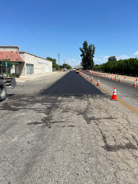 Parking lot with a new asphalt overlay