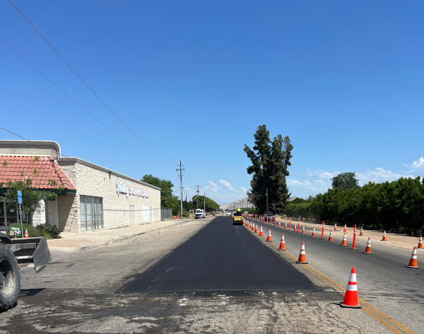 Asphalt road being repaired in Visalia