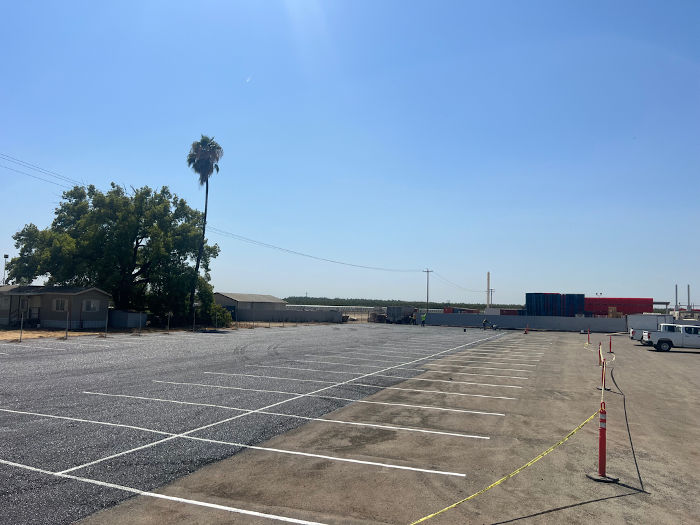 Fruit Growers parking lot with asphalt millings