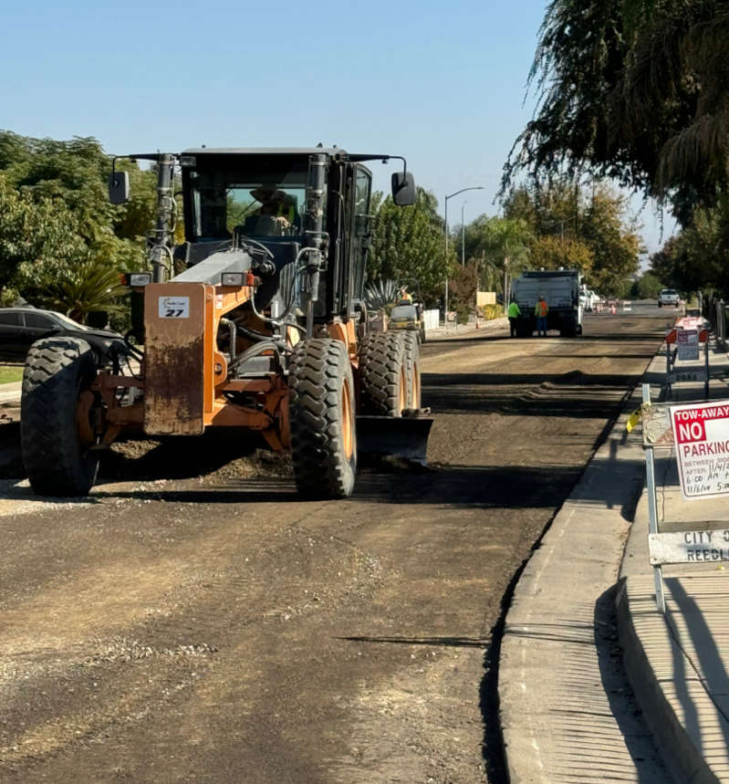 Grading street for paving